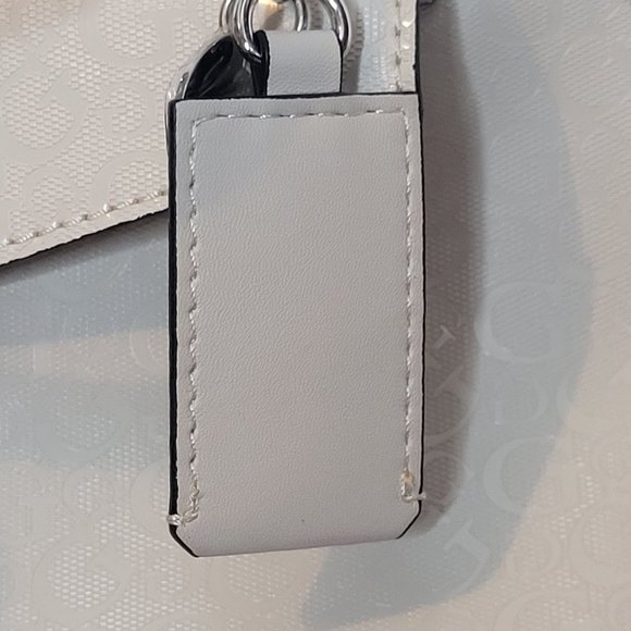 Guess Los Angeles Purse PVC Beige Short Handles Shoulder Strap Lined Complete - Picture 7 of 16